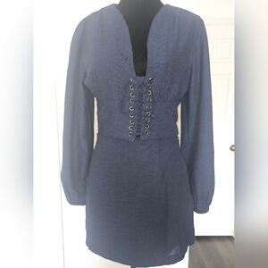 Midnight Sky Navy Peasant Blouse & Mini Skirt Set